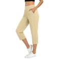 thumbnail image 3 of Fmbrln Womens Capri Pants Stretchy Waist Comfy Workout Yoga Capris Casual Travel Work Capri Pants with Pockets, 3 of 8