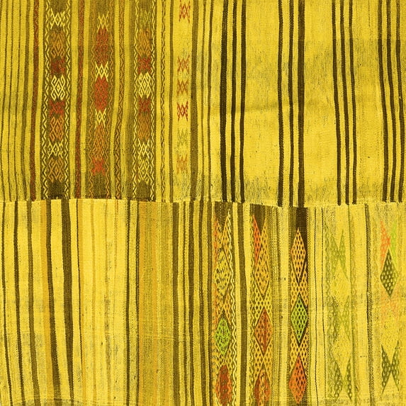 Ahgly Company Indoor Square Patchwork Yellow Transitional Area Rugs, 6' Square