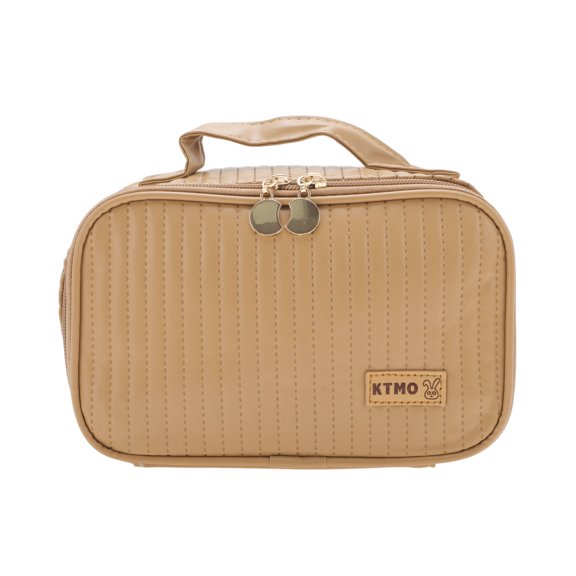 Unique Bargains 1 Pc Rectangle Handheld Makeup Bag Light Coffee Color PU