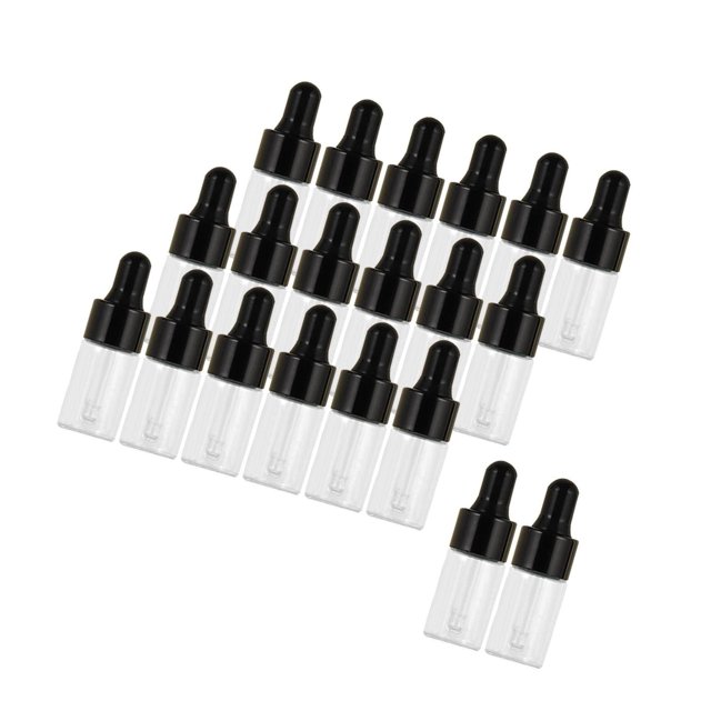 20 Pieces Empty Glass Dropper Clear Leakproof Perfume Bottles Containers for Perfume Oils Liquids Black 2ml