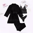 thumbnail image 3 of 4 Piezas Pijama Satin Conjunto Sexy Encaje Ropa Para Dama, 3 of 8