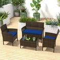 thumbnail image 1 of Costway 4 PCS Patio Furniture Set with Washable Cushions and Tempered Glass Coffee Table Navy, 1 of 9