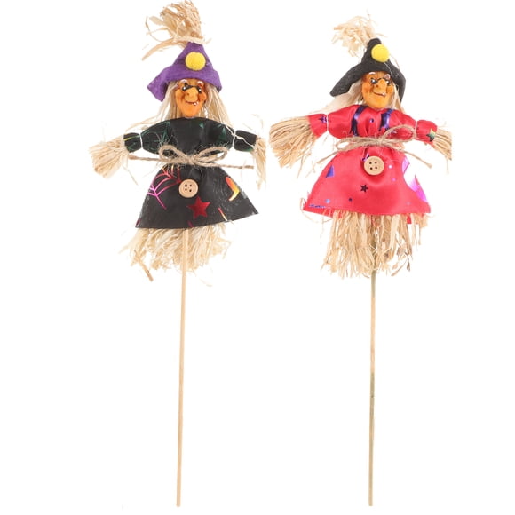 COSMOBETTY Halloween Witch Scarecrows Cloth Garden Decor Stakes 2Pcs 31.00X12.00X3.00cm