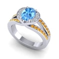 thumbnail image 2 of 2.35 Ct Oval Cut Blue Topaz & Citrine Gemstone Luxurious Engagement Ring for Women Solid 14K White Gold Size 3.5 by Diamond-Capitals, 2 of 8