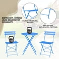 thumbnail image 5 of 3 Pieces Patio Bistro Set for Outdoor, Bistro Table and Chairs Set of 2, Waterproof Folding Coffee Table and Chairs Sets, Foldable Small Patio Furniture Set for Porch/Lawn/Balcony/Apartments(Blue), 5 of 9