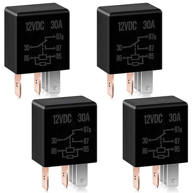 Relé de 5 pines, 12v, 30a, relé automotriz, relé de alta resistencia para coche, accesorios para Motor de coche (4 piezas