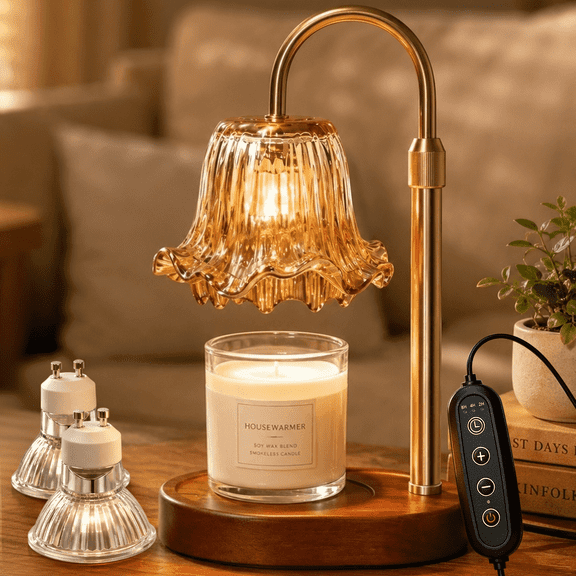 Mitzzllc Electric Candle Warmer Lamp with Timer & Dimmer,Adjustable Height,Fits Most Jar Candles,Home Decor Gift