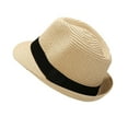 thumbnail image 3 of Yuanlong Womens Woven Straw Hats Solid Color Ribbon Band Jazz Hat Early Spring Summer Lightweight Beach Fashionable Caps, 3 of 3