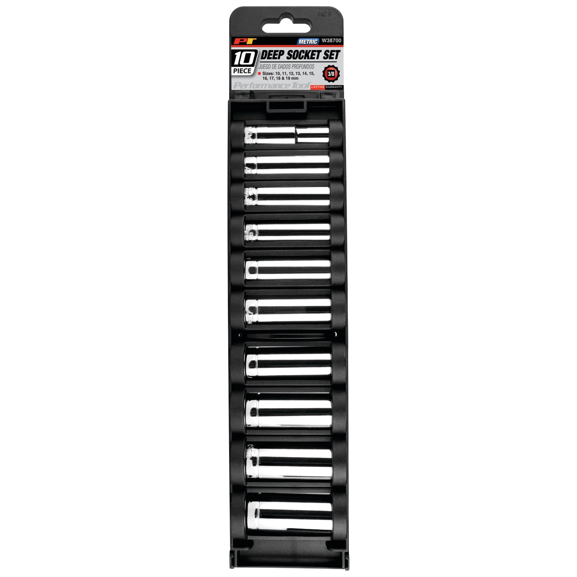 Performance Tool W38700 10-Piece 3/8-Inch Drive 12 Point Metric Deep Socket Set