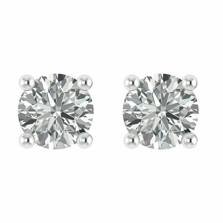2.00 Ct Round Lab-Created Diamond Solitaire Stud Earrings 14K White Gold Finish