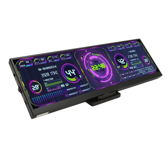 12.7 Inch Portable Monitor, Mini HD Multimedia Interface 2880x864 120Hz High Refresh Rate GPU Computer Case Sub Screen 178 Degree Wide Viewing Angle for Laptop