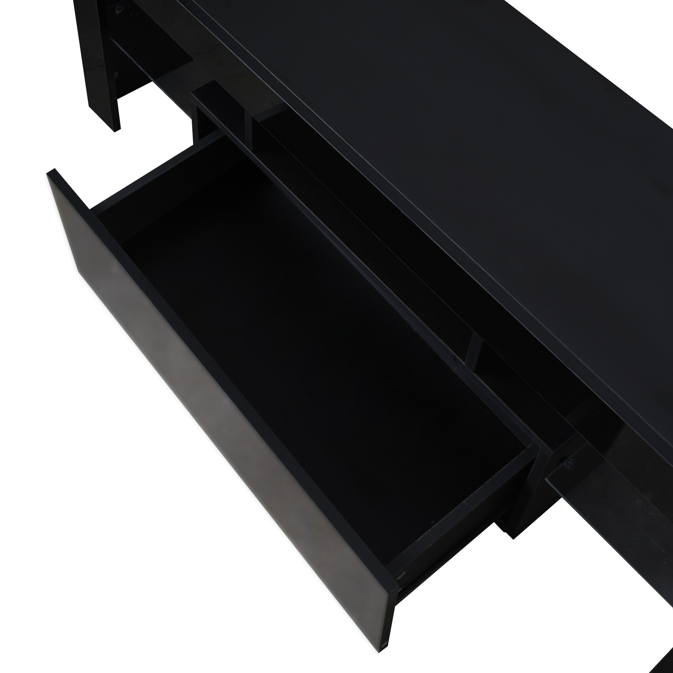 Noble House 51" Entertainment TV Stand, 20 Colors LED Light with Remote and Drawers, Tempered Glass Shelves, Black
