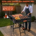 thumbnail image 6 of Qiyester BBQ Charcoal Grill Extra Large Barbecue Grills with Wheels Foldable Side Shelf for Picnic Camping Patio Backyard Cooking, 6 of 10