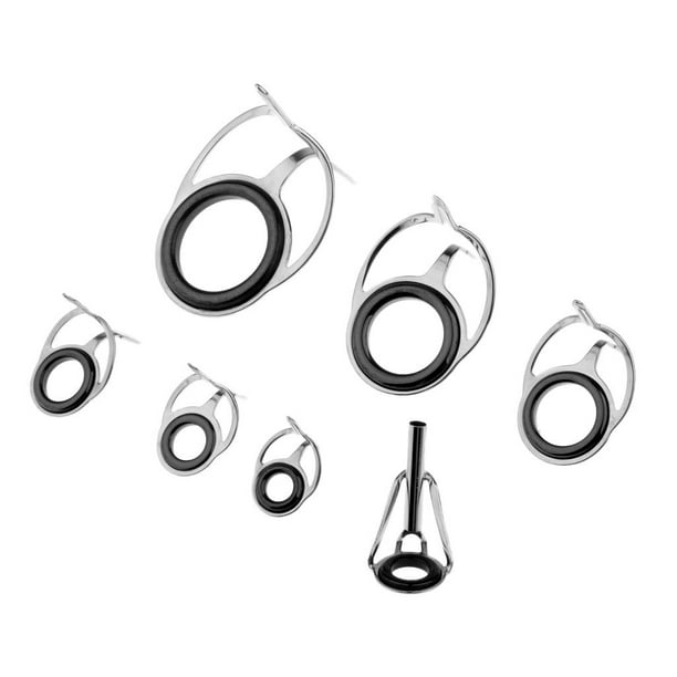 9 Pieces Fishing Rod Repair Kit, Double Legs Fishing Rod Guides Rings,  Stainless Steel Rod Top Tips Replacement Ceramic Guide Rod Eyelet (Silver