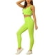 thumbnail image 4 of Conjunto de entrenamiento de 2 piezas para mujer INSPIRE CHIC, sujetador deportivo sin costuras y leggings de cintura alta, talla L, verde flúor, 4 of 5