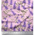 thumbnail image 1 of Soimoi Japan Crepe Satin Fabric Leaves & Lavender Shirting Print Sewing Fabric Yard 42 Inch Wide, 1 of 1