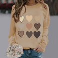 thumbnail image 2 of Fadeal Chandails en Molleton Cœur pour Femmes Imprimé Amour de la Saint-Valentin Mode Col Rond Décontracté Manches Longues Chandails en Molleton Col Rond pour Femmes Kaki S, 2 of 4