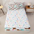 thumbnail image 4 of Homewish Funny Dachshund Animal Zipper Twin Comforter Sets with Fitted Sheet and 2 Pillowcases,Pretty Hibiscus Flower Zipper Bedding Set,Ocean Wave Decor,Colorful Stars Reversible,4pcs, 4 of 8
