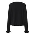 thumbnail image 6 of vigerkar Womens Casual Ruffle Cardigan Sweaters Button Up Crew Neck Long Sleeve Sweater Cute Soft Knit Tops (Black, M), 6 of 7