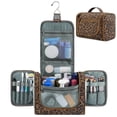 thumbnail image 3 of WANDF Large Hanging Toiletry Bag for Women Travel Cosmetic Makeup Organizer Water-Resistant Shower Bathroom Bag for Ladies(Brown leopard Print), 3 of 9