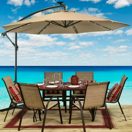 Sun Ray - 10' Offset Aluminum Solar Umbrella - Teal