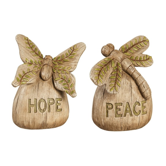 Butterfly and Dragonfly Garden Stone, Hope & Peace, Set of 2