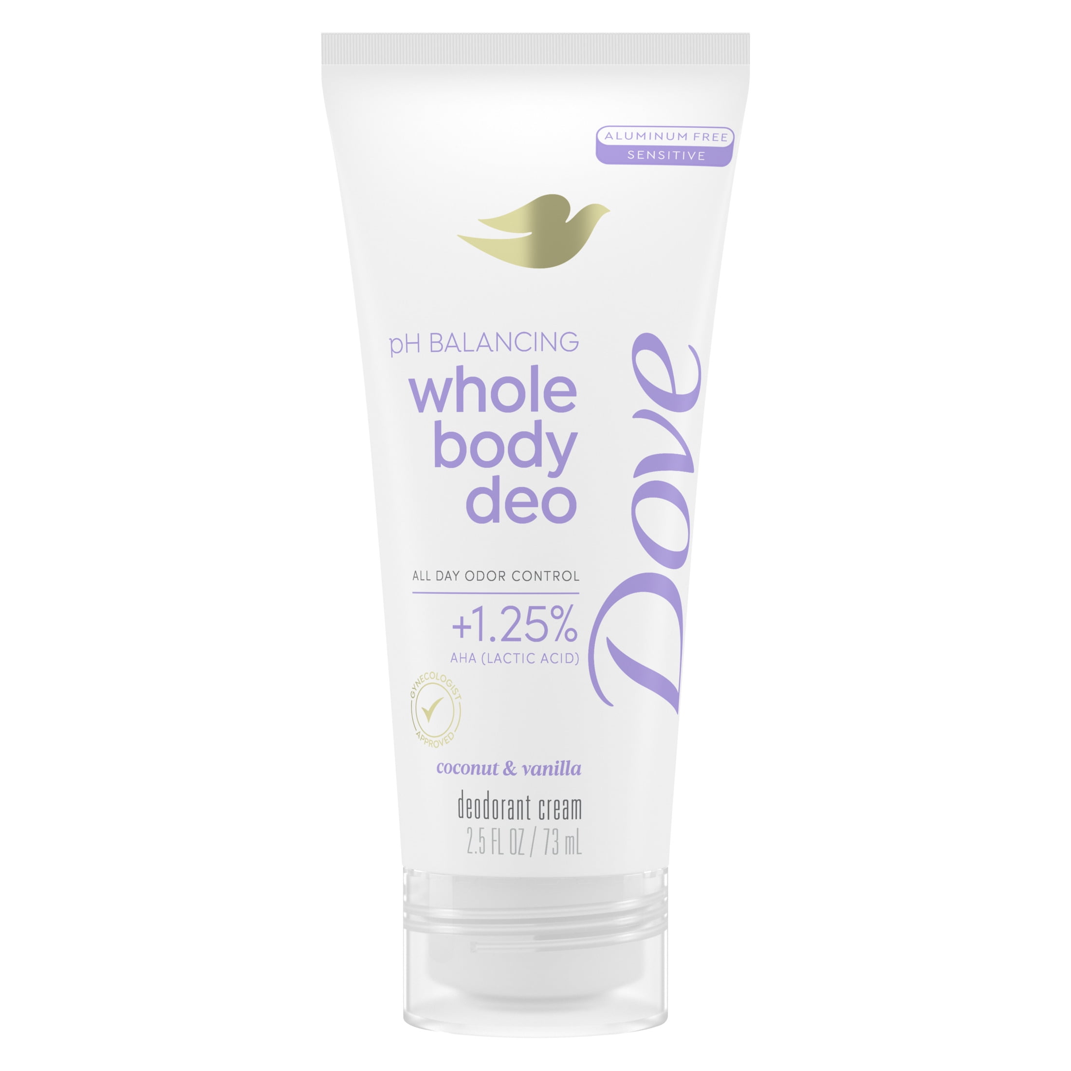 (3 pack) Dove Whole Body Deo pH Balancing Deodorant Cream for Women Coconut & Vanilla Aluminum Free, 2.5 oz