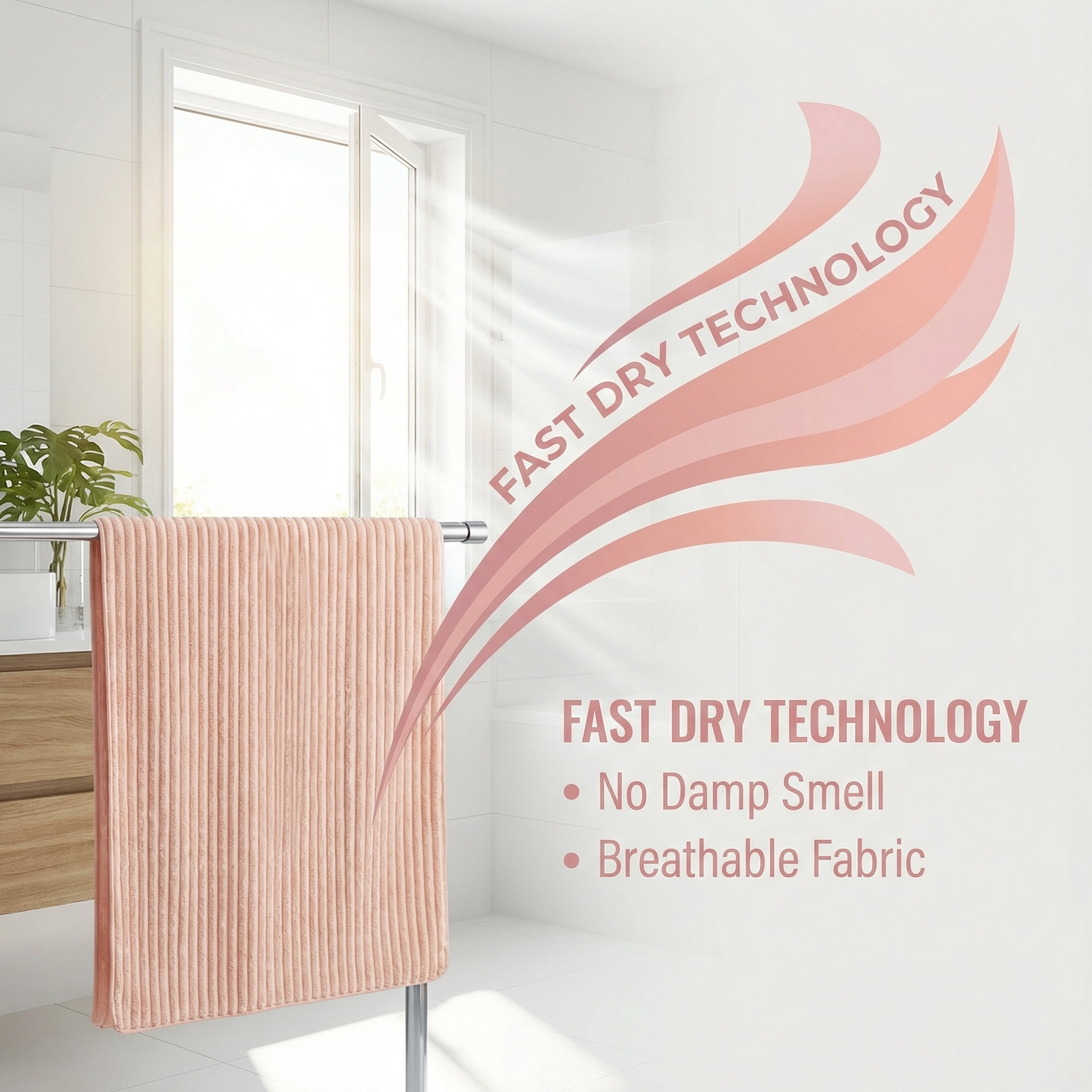 Unique Bargains Soft Absorbent Coral Fleece Towel 2 Pack Peach Pink/Sky Blue 55"x28"