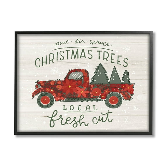 Stupell Industries Local Fresh Cut Christmas Trees Graphic Art Black Framed Art Print Wall Art, Design by Loni Harris