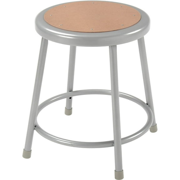 18" Hardboard Work Stool, Backless, Gray, Armless, Backless, 2/Pk