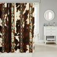 thumbnail image 2 of Cowhide Bathroom Shower Curtain Sets Western Bath Curtain,Brown Highland Cow Print Wall Art Exotic Aztec Farmhouse Wild Animals Longhorn Skin Room Decor Cowboys Gifts for Men, 2 of 4