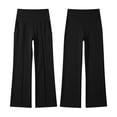 thumbnail image 4 of Hurxie Wide Leg Pants for Women High Waisted Soft Stretchy Comfy Lounge Casual Flowy Palazzo Trousers Black,L, 4 of 7