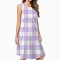 thumbnail image 2 of Lavender Gingham Dress Loose Women'S Dress Beach Dresses With Pockets Dresses For Womens, 2 of 4