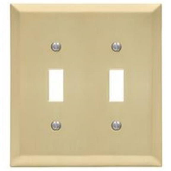 2 Gang Toggle Century Steel Wallplate - Satin Brass