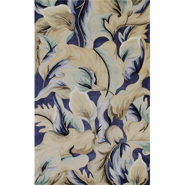 HomeRoots 352711 Tapis en Laine Bleu 3 Pi 3 Po x 5 Pi 3 Po