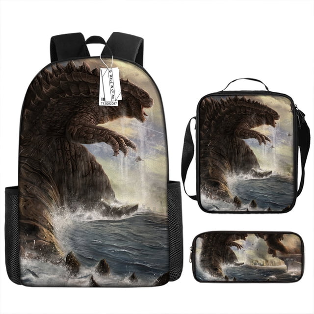 Godzilla Vs King Kong Schoolbag, Student Backpack, Godzilla Vs Kong Three-Piece Backpack-SHUNJING