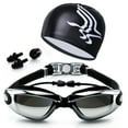 thumbnail image 2 of Swimming Accessories, HD Waterproof Anti Fog Swimming Goggles Swim Cap Set - UV Protection Anti Shatter Lenses silver, 2 of 8