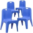 thumbnail image 2 of Emma + Oliver 4 Pack Blue Plastic Stack School Chair with Carrying Handle and 11" Seat Height, 2 of 13