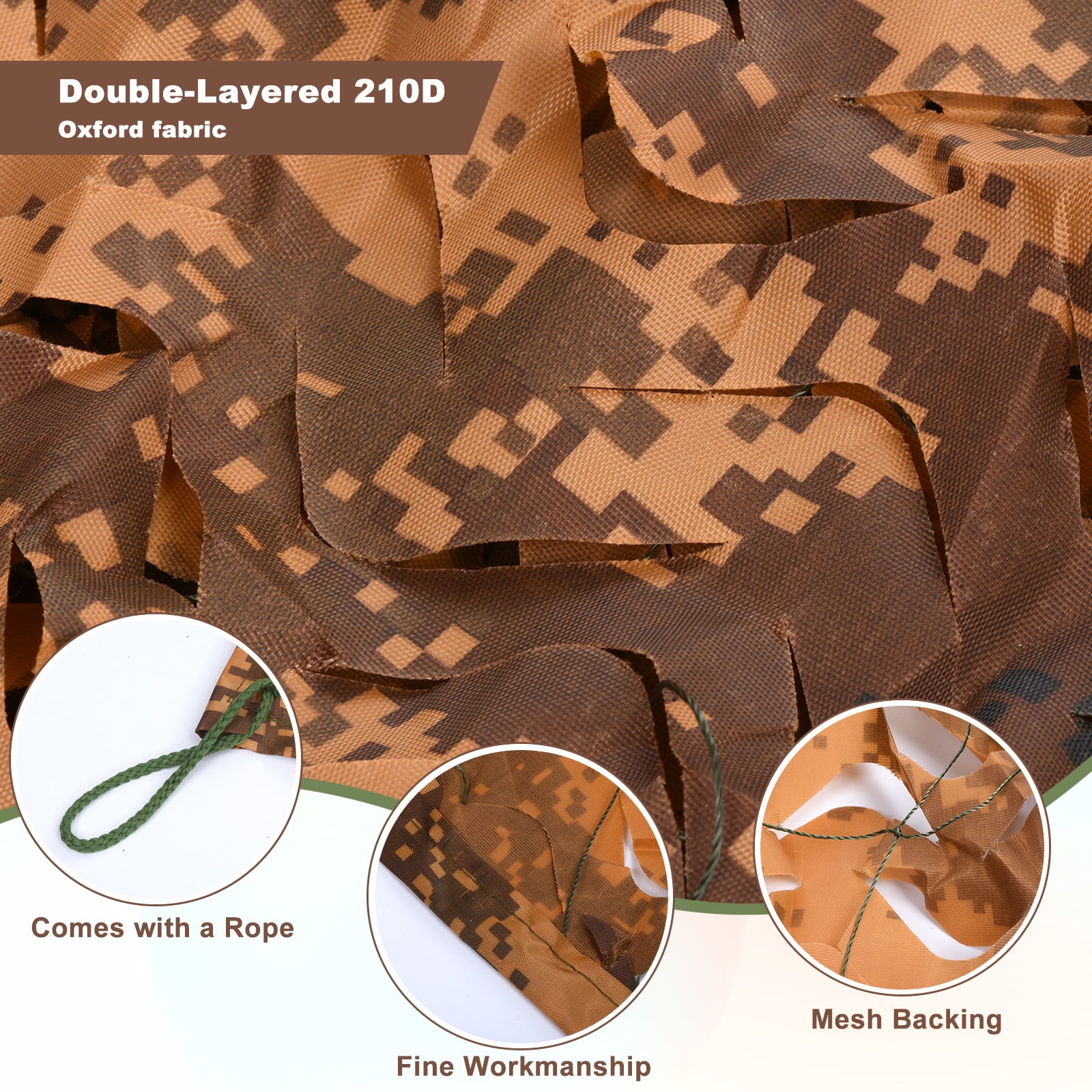 Uxcell Camo Netting, Camouflage Net, 13 x 9ft Quiet Hunting Blinds for Sunshade Camping Shooting Hunting Desert Camo