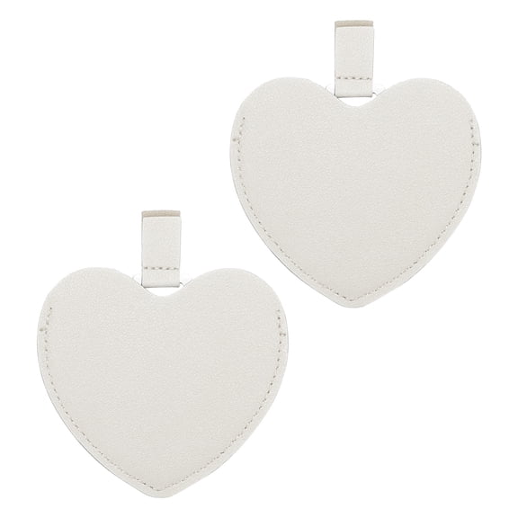 Uxcell 2Pcs Small Pocket Mirror for Purse,  3.82" x 3.35" Heart Shape Stainless Steel Compact Makeup Mirror with Leather Case, Travel Mirror Handheld Mirror for Women, Girls(White)