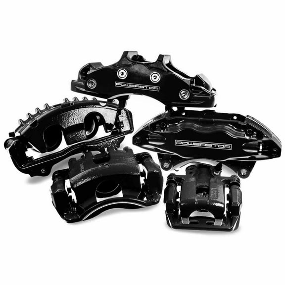 Power Stop Front/Rear Pair of Black Powder Coated Calipers S4728BLK