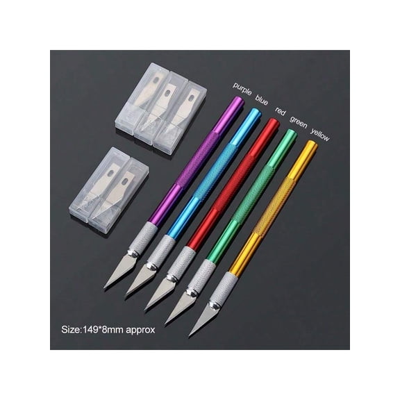 Non Slip Metal Scalpel Knife Tools Kit Cutter Engraving Craft Knives 5pcs Blades Mobile Phone PCB DIY Repair Hand Tools Tools For Men