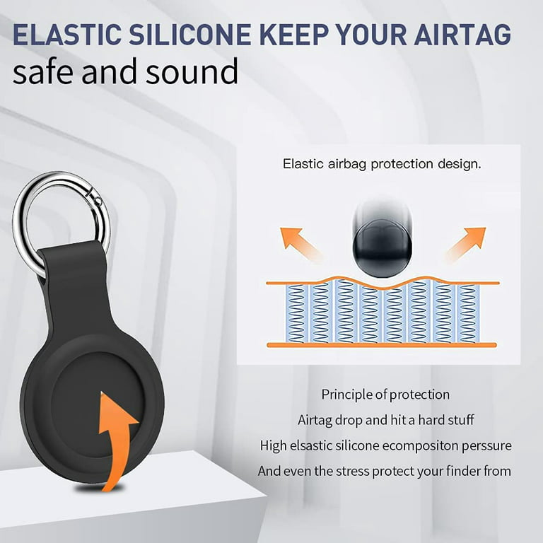 Airtag Holder 4 Pack Silicone Airtag Case with Keyring, Apple Air
