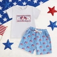thumbnail image 2 of Toddler Boy 4th Of July Outfit Boys Independence Day Clothing Sets Flag Embroidery T-Shirt Shorts Set, 2 of 6