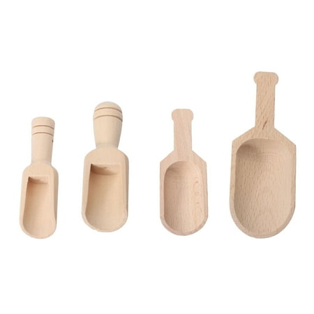 

4pcs Wooden Bath Salt Spoons Tea Leaf Small Spoons Mini Wooden Scoop for Home