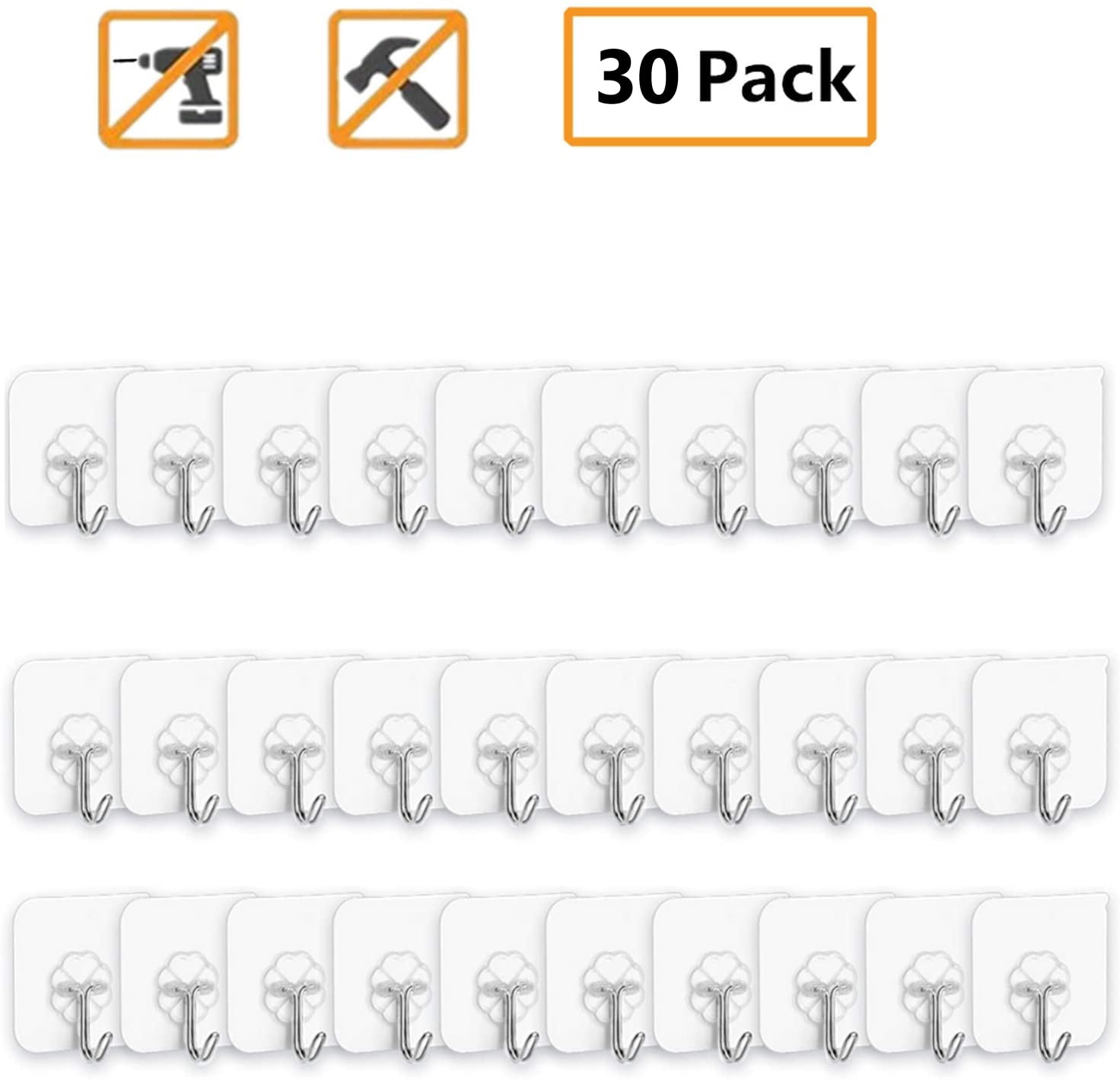 Details about   24pcs Adhesive Sticky Hooks Transparent Wall Seamless Hook Bathroom Hangers USA 