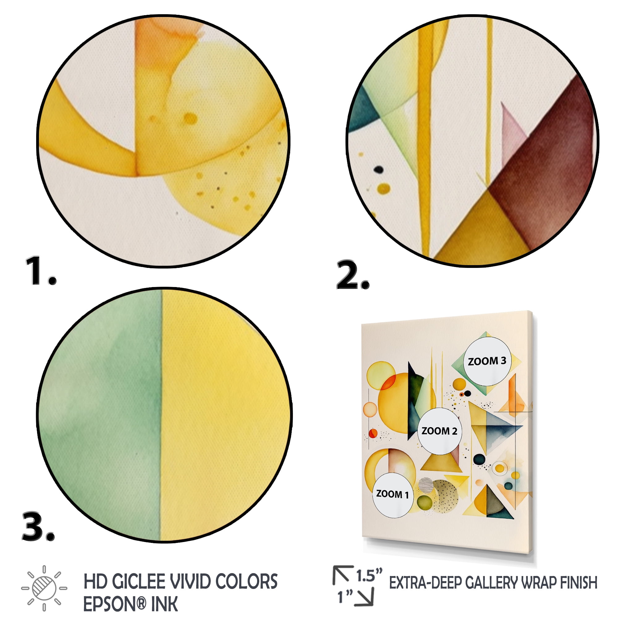 Designart Yellow Multi Shape Abstract I Canvas Wall Art
