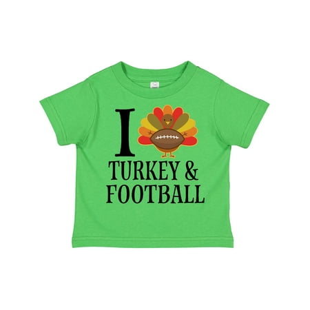 

Inktastic Thanksgiving Day I Love Turkey and Football Gift Toddler Boy or Toddler Girl T-Shirt