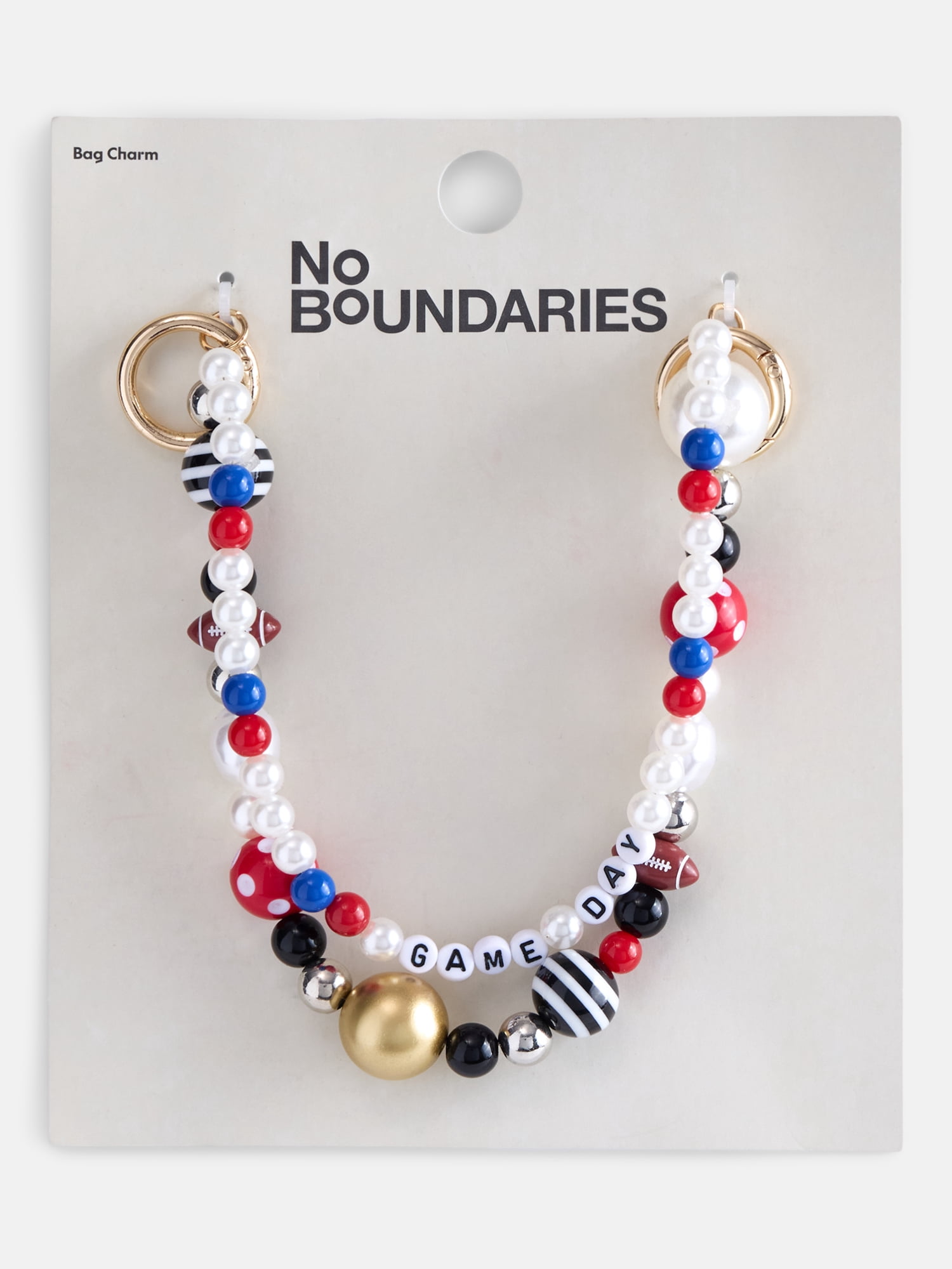 No Boundaries Women’s Game Day Beaded Swag Charm, Red & Blue