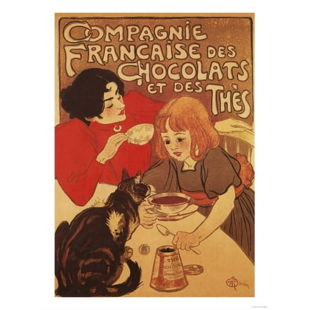 Paris, France - Chocolate and Tea Co Mother and Daughter Promo Poster Print Wall Art By Lantern (Best Chocolate In Paris France)